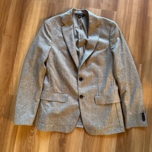 Banana Republic Marzotto Grey Tweed Sport Coat Jacket 38S 100% Wool Slim Fit